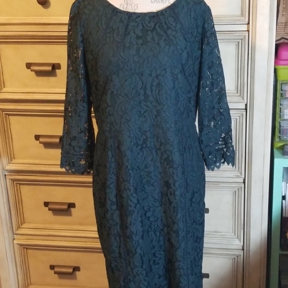 Talbots | Forest Green Lace Dress